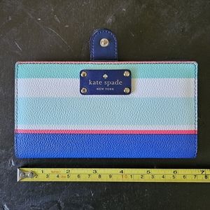 Kate Spade Slim Bifold Wallet - Striped & Multicolor With Outside Coin Zip
